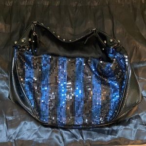 Betsey Johnson Black and Blue sequined purse